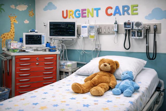 Child-friendly urgent care room setup